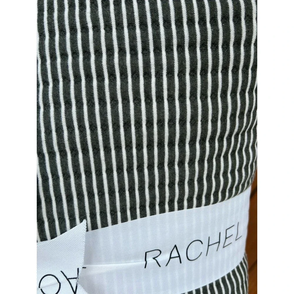 Rachel Zoe Green and White Striped Cotton Knitted Quilt Full Queen Textured New